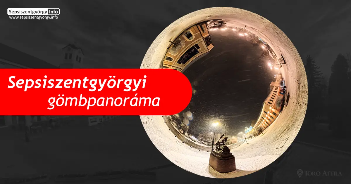 Havas Sepsiszentgyörgy 360° panoráma – Szent György-szobor áprilisban