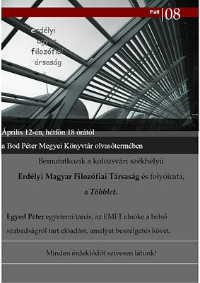 Bemutatkozik az  Erdélyi Magyar Filozófiai Társaság és folyóirata, a Többlet