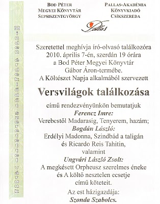 Versvilágok találkozása - író-olvasó találkozó a Költészet Napja alkalmából