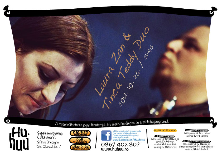 Laura Zan & Tinca Teddy Duo koncertje a sepsiszentgyörgyi Hu.Huu kávézóban