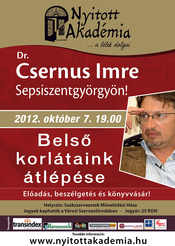 Belső korlátaink átlépése – Dr. Csernus Imre Sepsiszentgyörgyön!