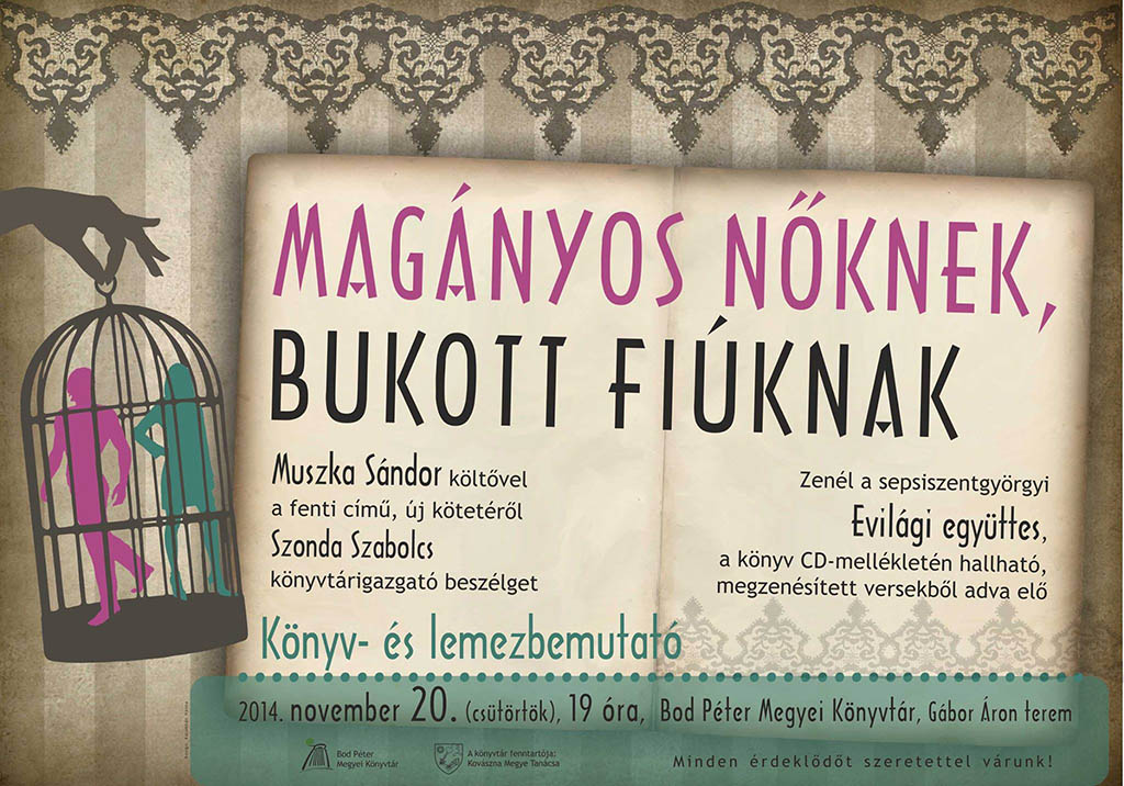 Muszka Sándor és az Evilági együttes közös könyvbemutatója a Bod Péter Megyei Könyvtárban