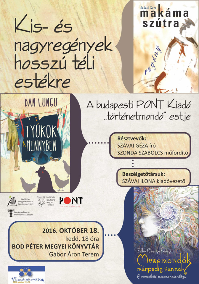 Kis- és nagyregények hosszú téli estékre - A PONT Kiadó estje