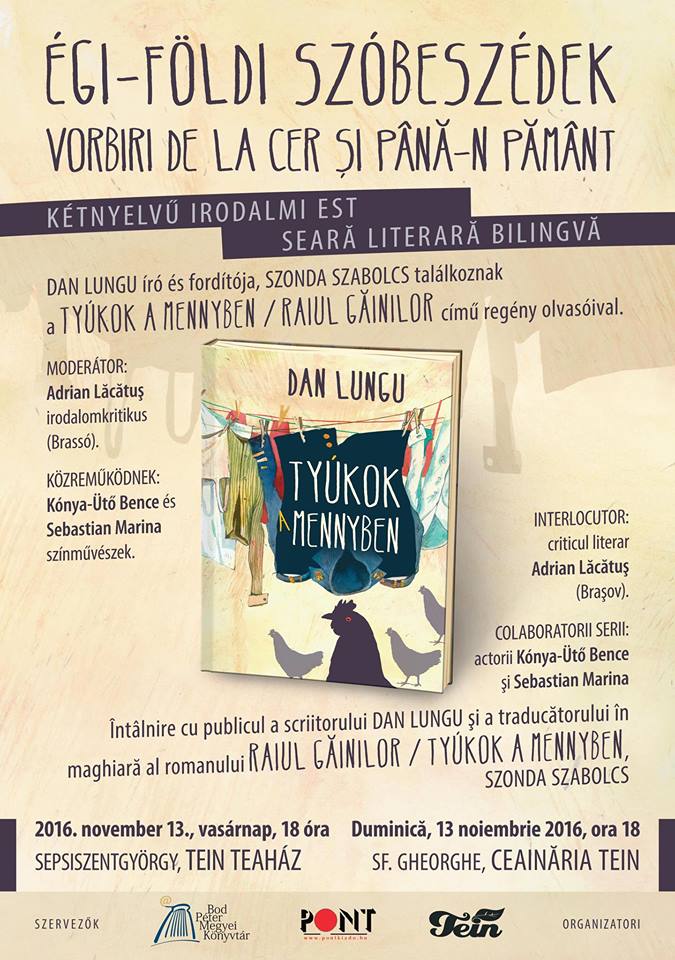 Égi-földi szóbeszédek - kétnyelvű irodalmi est Dan Lungu-val
