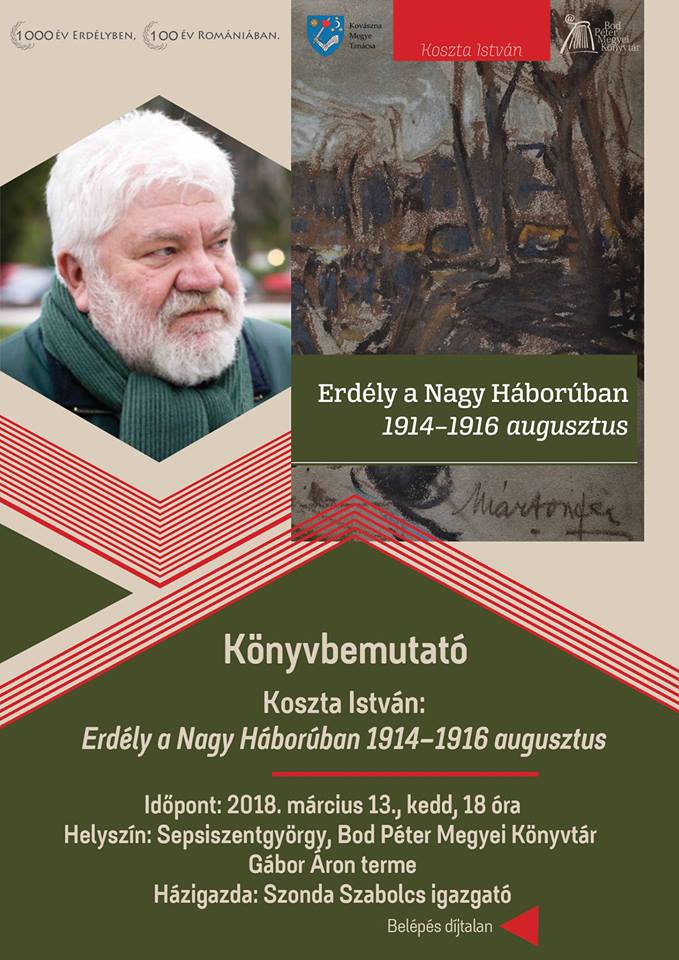 Koszta István csíkszeredai hadtörténész könyvbemutatója a Bod Péter Megyei Könyvtárban