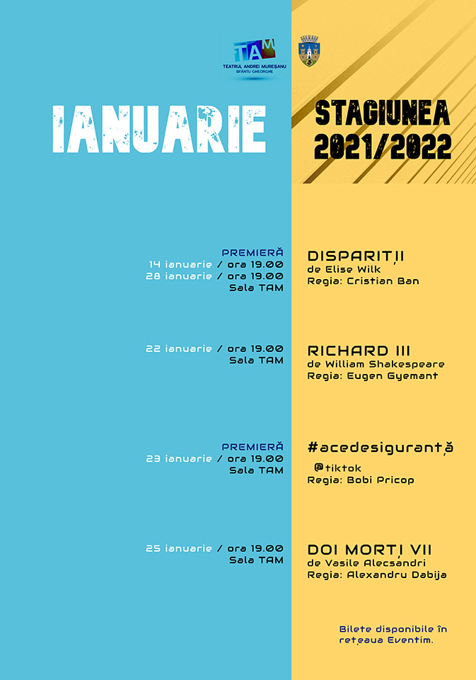 Január, a bemutatók hónapja az Andrei Muresanu Színházban