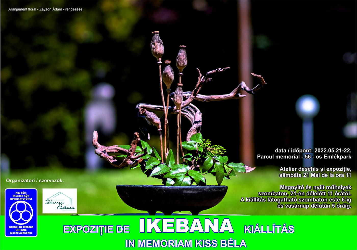 A Kiss Béla Ikebana Kör kiállítása a Kónya Ádám Művelődési Házban