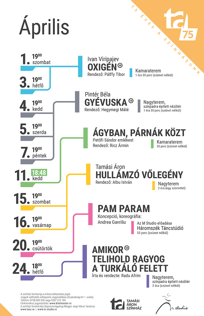 A Tamási Áron Színház és az M Studio áprilisi játékrendje – 2022/2023-as évad