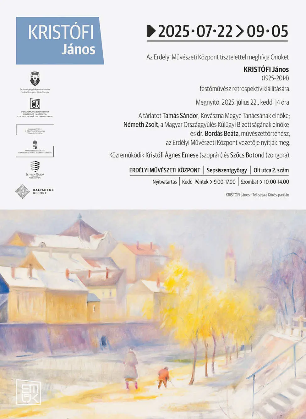 Kristófi János festőművész retrospektív kiállításának megnyitója az Erdélyi Művészeti Központban