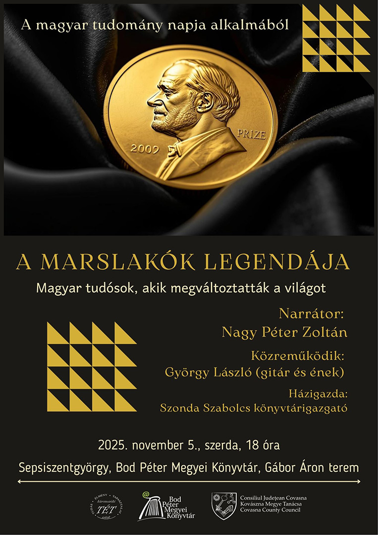 Nagy Péter Zoltán előadása a Bod Péter Megyei Könyvtárban: Zenés utazás a magyar Nobel-díjasok világába