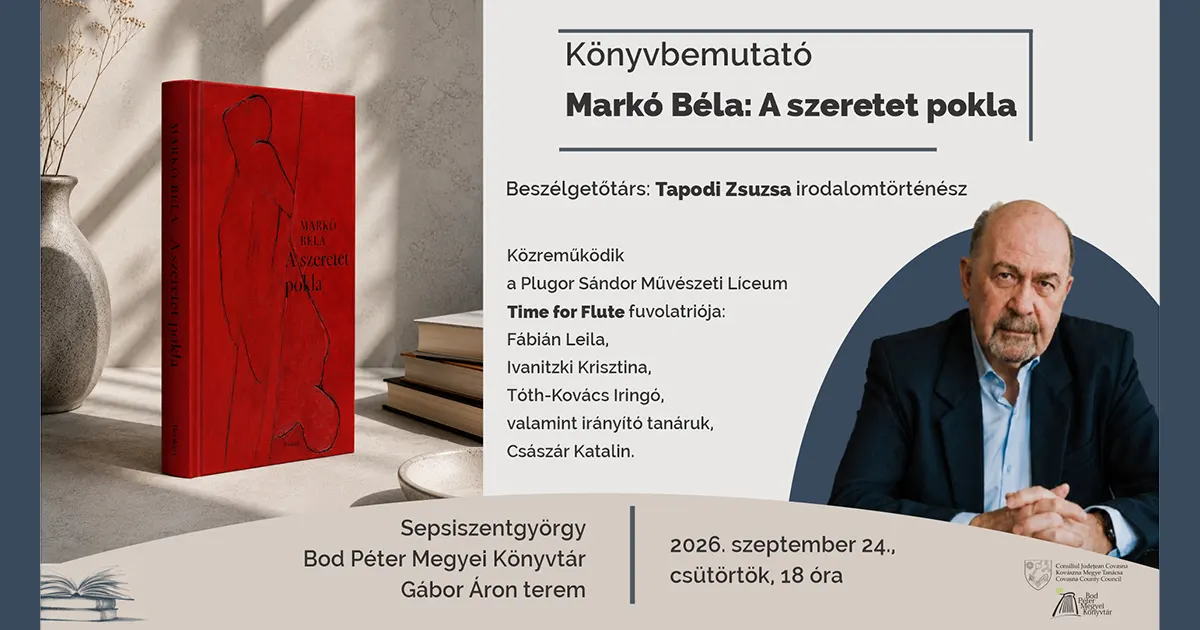 A szeretet pokla – Könyvbemutató és dedikálás Markó Bélával a Bod Péter Megyei Könyvtárban